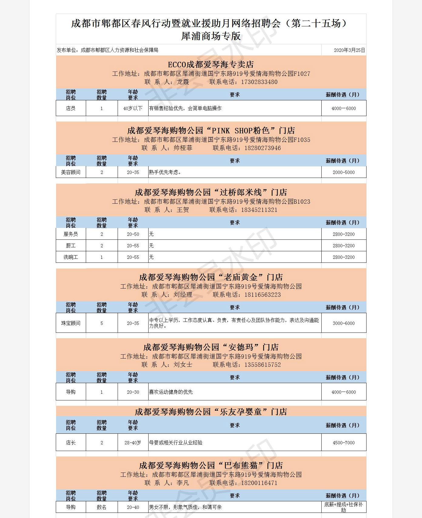 成都最新招聘信息汇总